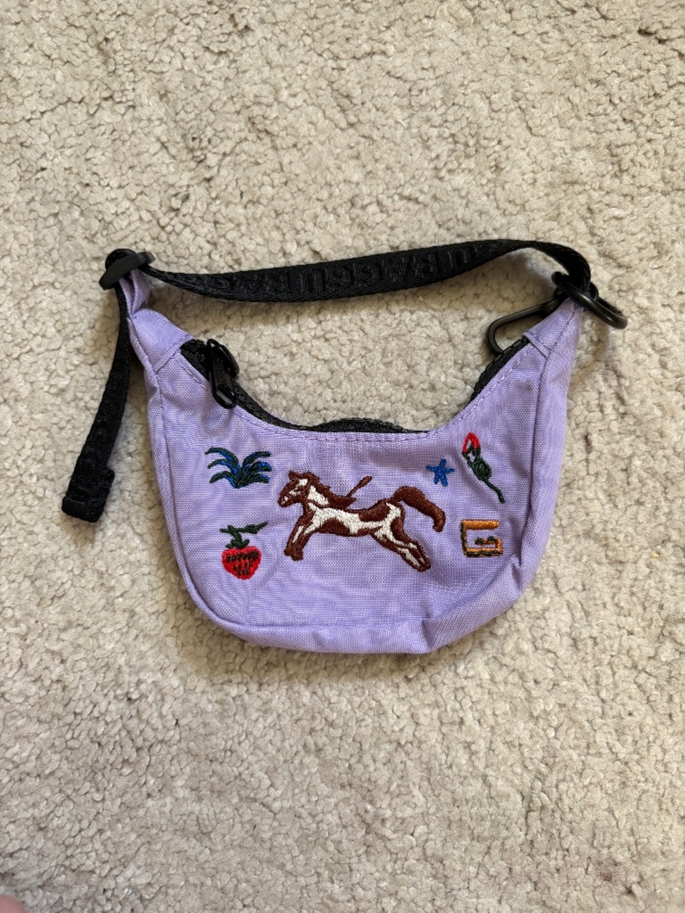 RARE BAGGU EMBROIDERED PONY CRESCENT CHARM
